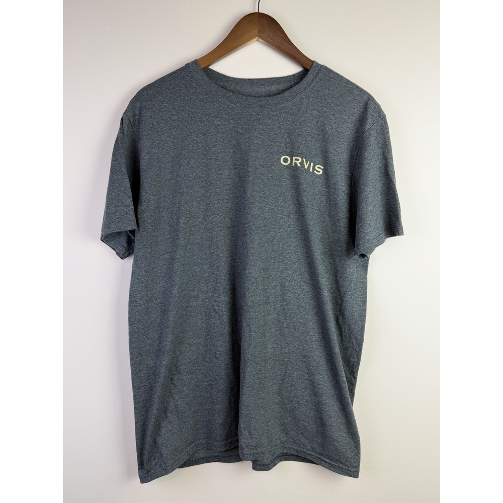 Orvis Men's Gray Fish Outdoor Graphic Logo T-Shirt L Cotton